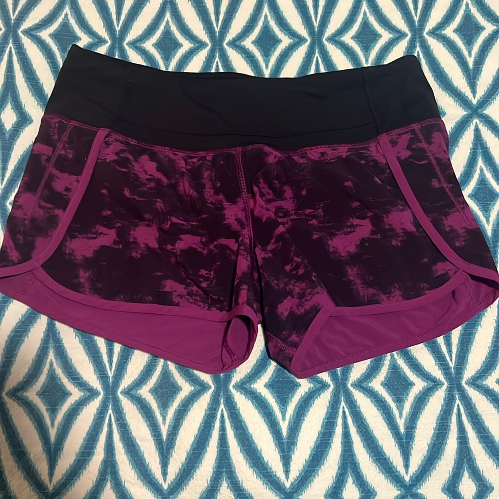 Lululemon magenta and black running shorts
